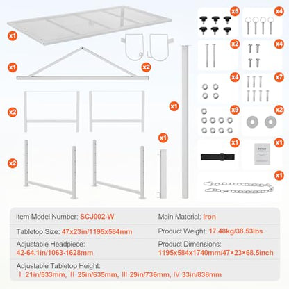 Happybuy Goat & Sheep Stand, 47x23 inch Livestock Stand, Metal with 21" to 33" Adjustable Height, Headpiece and Nose Loop, 500lbs Loading Weight, Perfect for Milking and Shearing, White