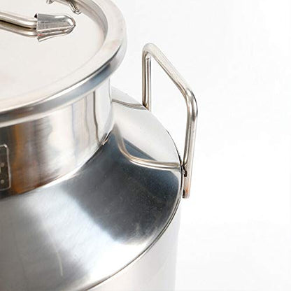 Milk Can Milk Bottle, 20/30/ 40/50/ 60L Stainless Steel Heavy Duty Milk Jug Wine Pail Bucket Square Liquid Container Storage with Embedded Silicone Sealed Lid for Home Restaurant Bar Silver (50L) - size: 50L