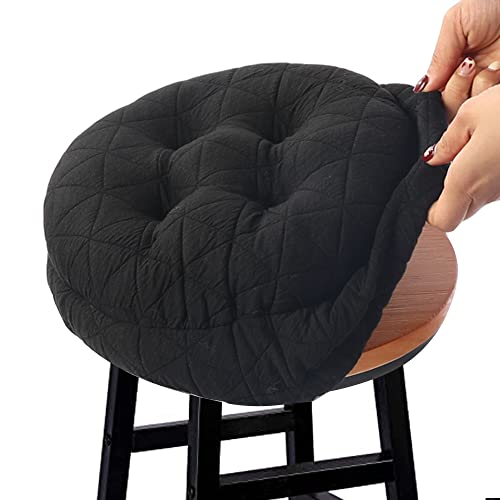 BUYUE Round Bar Stool Seat Cushion, Dia.13 Luxury Fashion Jacquard with Anti-Skid Silicone Bar Stool Cushion Padded (Black, M,1 Count) - color: Black, style: Round M