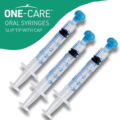 ONE-CARE Oral Syringe, 3 mL, Slip Tip, with Cap, 100 Count - size: 3ml