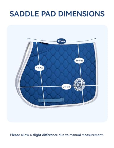 Harrison Howard English Saddle Pad for Horses, Cushioned Breathable Riding Pad, High Wither Contoured All Purpose - color: Peacock Blue