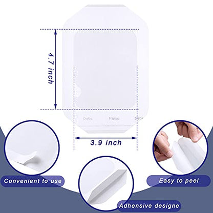 50 Pieces Transparent Film Dressing Essentials Picture Frame Style with Label Waterproof Wound Bandage Shower Waterproof Patch Adhesive Patches Shower Aftercare Bandage (4 x 4.75 Inch) - size: 4x4.75 Inch (Pack of 50)