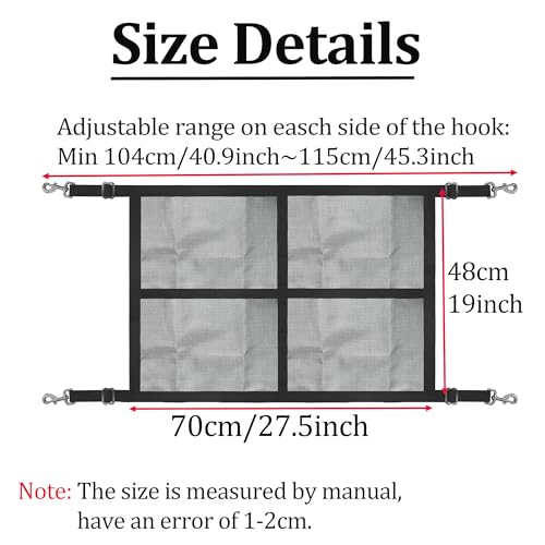Stall Guard for Horse, 27"x19" Adjustable Nylon Horses Stall Guard with Straps & Snaps | Easy to Install in Stable and Barn - color: Black (Mesh)