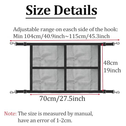 Stall Guard for Horse, 27"x19" Adjustable Nylon Horses Stall Guard with Straps & Snaps | Easy to Install in Stable and Barn - color: Black (Mesh)