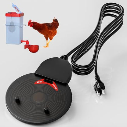 Submergible Chicken Waterer Heater, 250Watt Thermostatic Control Heated Chicken Waterer Deicer, Aluminum Aluminum Poultry Water Heater Mini Size Water De-icer for Duck Goose Bird Cow Horses Livestock