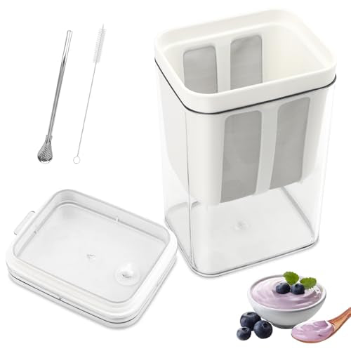Greek Yogurt Strainer 1.9QT, with Stainless Steel Fine Mesh Bag & Lid - size: 1800ml