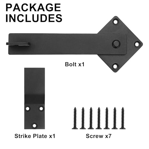 6'' Farm Flip Fence Gate Latch, Barn Door Latch, Door Latch Hardware for Wooden Fence, Shed Door, Outdoor Gate, Rustic Gate Lock, Black