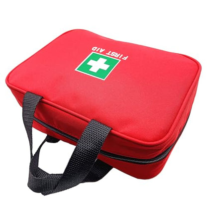 Red First Aid Bag Empty Travel Rescue Pouch Medical Bags First Responder Storage Compact Survival Medicine Emergency Bag for Car Home Office Kitchen Sporting Outdoor (Zipper MHS)