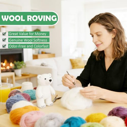 3.4oz Needle Felting Wool Jolly Green for DIY Needle Craft Enthusiasts - color: Jolly Green