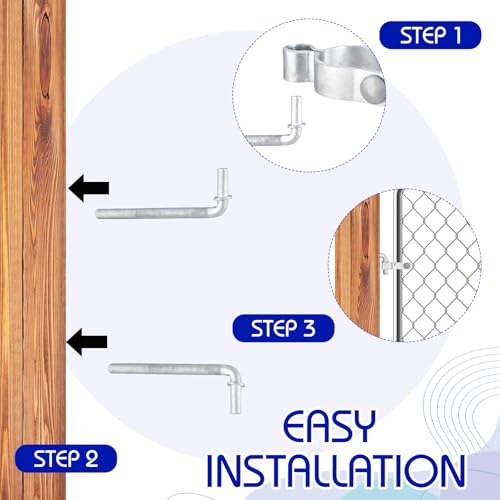 MorningRo 4 Pcs Farm Gate Hinges Kit 5/8" x 8" Chain Link Fence Gate Post Hinge in Zinc Plated with 5/8" x 2" Wood Post Lag Screw with Nuts & Washers Heavy-Duty Rust-Resistant Outdoor Ranch Mount