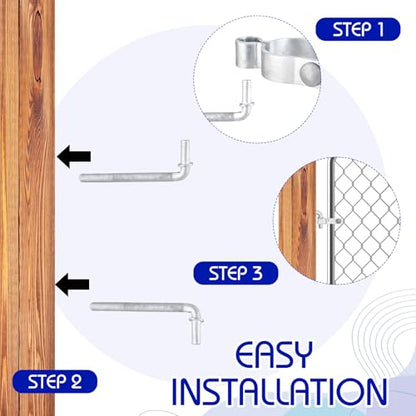 MorningRo 4 Pcs Farm Gate Hinges Kit 5/8" x 8" Chain Link Fence Gate Post Hinge in Zinc Plated with 5/8" x 2" Wood Post Lag Screw with Nuts & Washers Heavy-Duty Rust-Resistant Outdoor Ranch Mount