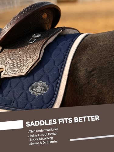 Harrison Howard Western Saddle Pad Liner, Thin Wool Felt Under Pad with Spine Cutout, Shock Absorbing Sweat Barrier - color: Light Tan, size: 32"Lx32"W-5mm Thick