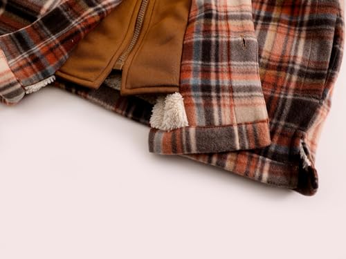 Facitisu Winter Heavy Warm Sherpa Lined Fleece Plaid Flannel Jacket Men Plus Size S-5XL Big&Tall Mens Coat - color: P-brown, size: Medium