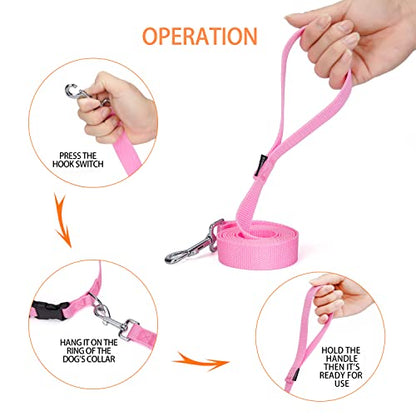 Strong Durable Nylon Dog Training Leash, 1 Inch Wide Traction Rope, 6 ft Long, for Small and Medium Dog (Pink, 6 Feet) - color: Pink, size: 6 Feet