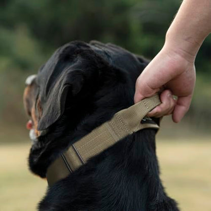 TSPRO Heavy Duty Tactical Dog Collar Quick Release Metal Buckle with Handle | Premium Dog Collar, Military Nylon, 1.25 Inch Wide, Soft Padded, Thick, Durable, Adjustable for Medium & Large Dogs (Red, M) - color: Basic Red, size: M, Handle Style, Neck 14.5