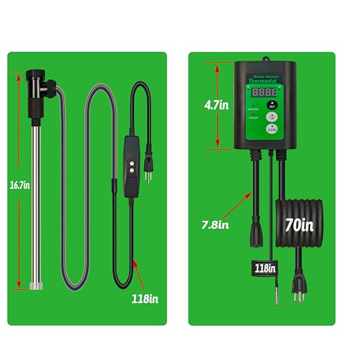 1800W Titanium Immersion Water Heater of Above Ground Pool & Baptismal Pool – Portable Fully Submersible Electric Heater with Temp Control & GFCI to Inflatable Pool, Hot Tub, Bucket, Spa &Bathtub etc