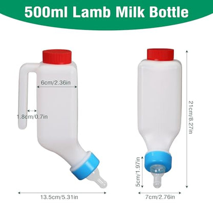 Lamb Bottle Goat Nipples 500ml Baby Goat Nursing Bottles & Replacement Nipples Hang Upside Down Livestock Milk Bottle Bottles for Fawns Sheep (4pcs Bottles & 4pcs Nipples) - color: 4pcs bottles & 4pcs nipples