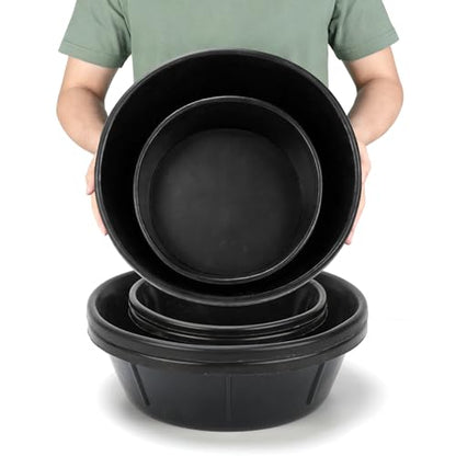 4 Pack Rubber Feed Pan, Rubber Water Trough, 2 and 1 Gallon Bowl - color: Black-4Quart+8Quart, size: 4PCS