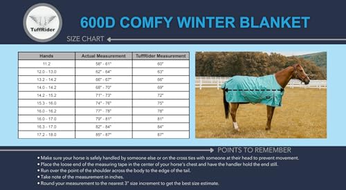 TuffRider 600 D Comfy Winter Turnout Blanket Medium Weight 200 GSM Standard Neck - color: Hunter, size: 69