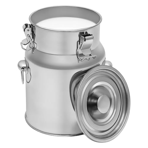 Stainless Steel Milk Can 1.32Gal Airtight Storage Container with Lid | 201 Stainless Steel Milk Jug, Milk Can, Sealed Bucket