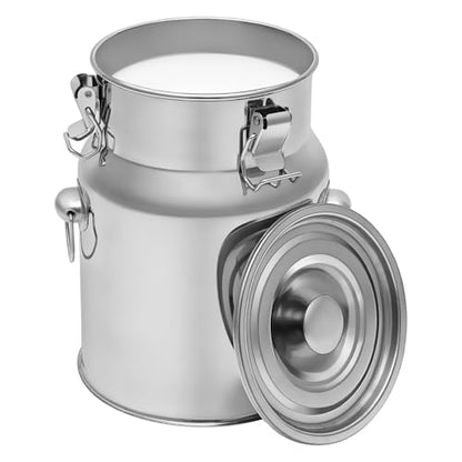 Stainless Steel Milk Can 1.32Gal Airtight Storage Container with Lid | 201 Stainless Steel Milk Jug, Milk Can, Sealed Bucket