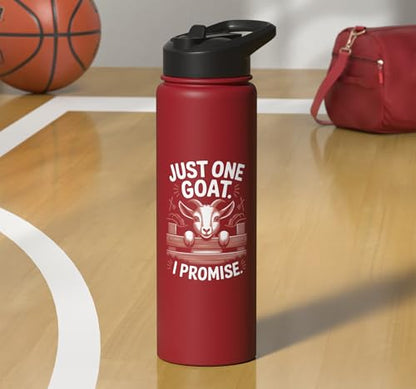 Just One Goat I Promise Cute Coat Pygmy Goat Farmer Stainless Steel Insulated Water Bottle - color: Red