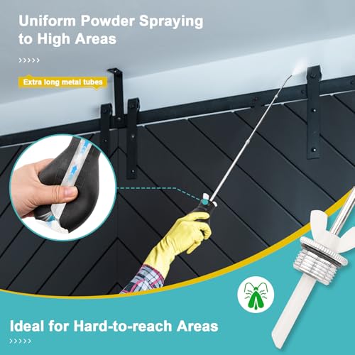 Sbestily Diatomaceous Earth Bulb Duster Powder Applicator, with Long Tubes | Extension Nozzle from 5'' to 22", Garden & Indoor, Large Wasp Insect Treatment Spreader / Puffer/ Spray Bottle