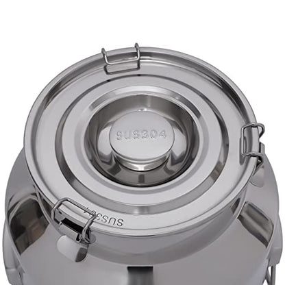 28L Stainless Steel Milk Can, Heavy Duty Food Storage & Transport Container for Dairy, Wine, Grains, Ideal for Home, Farm & Commercial Use, With a Faucet - size: 7.4Gallon