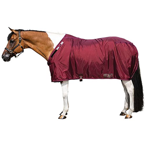 Dura-Nylon Horse Stable Sheet | Ultimate Comfort & Protection Horse Sheet | Keeps Coats Smooth & Shiny - color: Burgundy, size: Horse Size 72, style: V-Free | Closed Front | Legstrap