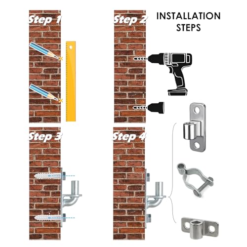 QMARK Chain Link Fence Gate Hinges, Wall Mount