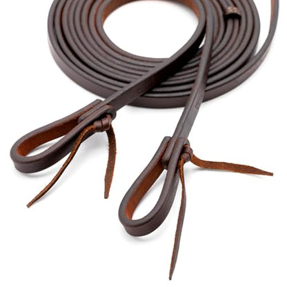 Jeffers Equine LuxeLeather Heavy Oiled Western Leather Horse Reins – Split, Laced & Roping Styles with Tie or Snap Ends for Riding & Training - size: 5/8" x 8'