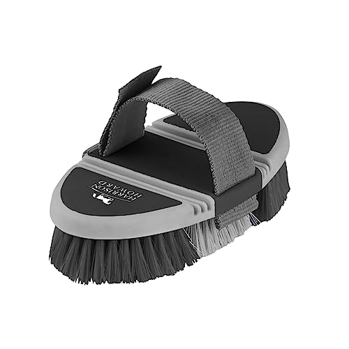 Harrison Howard Flexible Finish Horse Grooming Brush - Bendable, Convenient for Horse Scrubbing, Comfortable Hold in Hand - Dark Charcoal - color: Dark Charcoal