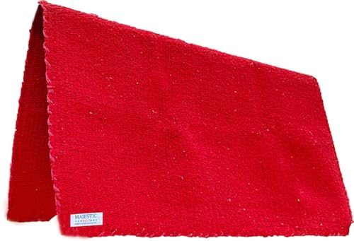 Majestic Ally Solid Color 34"x 36" Traditional Acrylic Saddle Blanket with Hemline Edges-3.7 lbs (Red) - color: Red