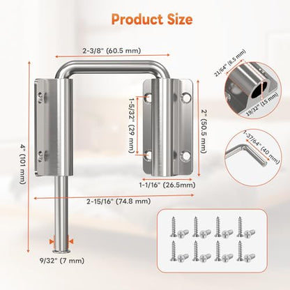Upgraded Sliding Door Loop Lock, Gate Latches, Silver-2PCS - color: Silver-2PCS