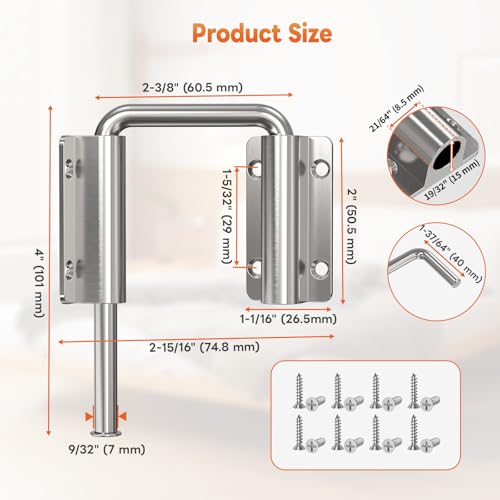 Upgraded Sliding Door Loop Lock, Gate Latches, Silver - color: Silver-1PC