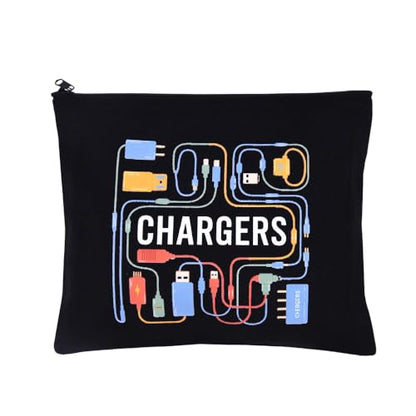 ShiQiao Spl Chargers Makeup Bag Organizer Zipper Pouch Chargers Storage Cosmetic Bag for Daughter Son Birthday Christmas Gifts for Friend Travel Toiletry Bag Accessories Organizer Makeup Pouch - style: Black Charger