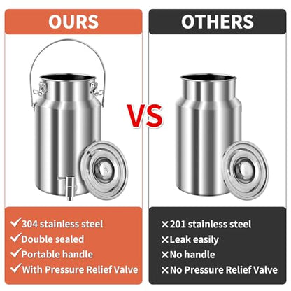 304 Stainless Steel Water Dispenser with Faucet, Thickened Milk Can with Handle, Sealing Ring and Instruction Manual, 10L Stainless Steel Water Jug for Milk, Water, Tea, Juice and Beverage Storage - size: 10L