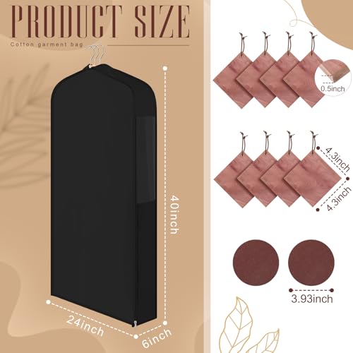 Briwooody Cotton Garment Bags, 2 Sets,Moth Protection,40 x 24 x 6 in, Black - color: Black, size: 40 x 24 x 6 Inch