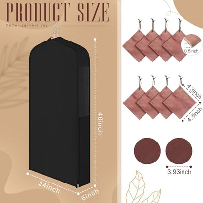 Briwooody Cotton Garment Bags, 2 Sets,Moth Protection,40 x 24 x 6 in, Black - color: Black, size: 40 x 24 x 6 Inch