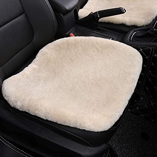 OGLAND Fuzzy Sheepskin Car Seat Cover for Soft Fur Genuine Wool Cushion - color: Pearl