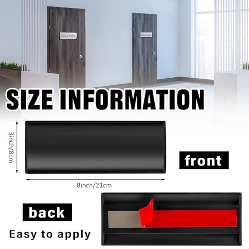 Therwen 25 Pack Aluminum Office Door Name Plate Holder, Black, 8 x 3 in - color: Black