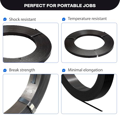 IDL Packaging 1/2" x .020" x 2800' Regular-Duty Steel Strapping Coil (1180 lbs Break Strength) - Painted and Waxed - Superior Cut-Resistance - Metal Straps for Pallet Banding, Extra-Heavyweight Loads - size: 1/2W" x 2800L'