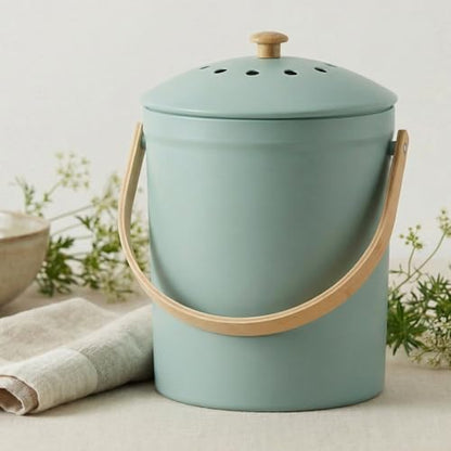 Beautiful Kitchen Compost Bin with Smell Proof Lid for Your Countertop - color: Sage