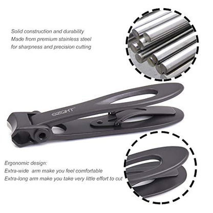 Ultra Wide Jaw Opening Nail Clippers Set, Toenail Clippers for Thick Nails, Heavy Duty Nail Cutter, Stainless Steel Toe Nail Clippers for Seniors, Men & Women Manicure,Pedicure,Big(Gray) - color: Grey
