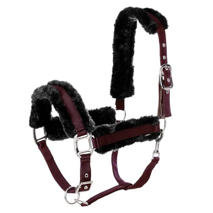 Equinavia Valkyrie Ultra Fleece Soft Padded Horse Halter Breakaway - color: Wine Red/Black, size: Cob