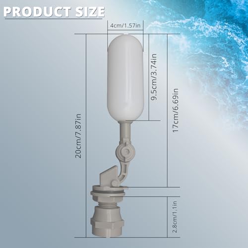 MAKERELE 2-Pack 1/2 Inch Mini Float Ball Valve, ABS | Automatic water level control for tanks, pools, troughs. No electricity. ABS body, PE float, 0-70°C. Includes GHT adapter.