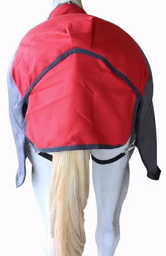 1200D Horse Turnout Blanket Waterproof, Breathable, Heavy-Weight Winter Blanket with 300g Fill, Ripstop Outer Shell - color: Grey/Red, size: 80 inches