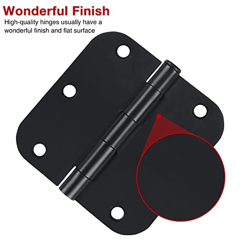 TDCHINGES 3 1/2" Matte Black Door Hinges 3.5" Rounded Flat 5/8" 30 Pack - color: Matte Black, size: 30 Pack