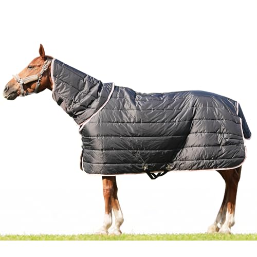Equoray Horse Rug Fly Sheet Waterproof Rainproof Mosquito Repellent Warm Breathable Turnout Blanket for Horses Winter Use - Sizes, Black