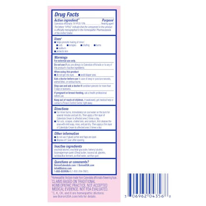Boiron Calendula Cream for Skin Irritation Relief | For First Aid, Minor Burns, Cuts, Scrapes, Insect Bits and Sunburn. Size: 2.5 oz. - size: 2.5 Ounce